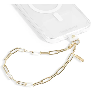 Case-Mate Phone Strap with Gold Metal Chain - Detachable Phone Lanyard, Hands-Free Wrist strap, Adjustable Phone Charm Grip, Accessory for Women - iPhone 14 Pro Max/ 13 Pro Max/ 12 Pro Max/ 11 - Gold