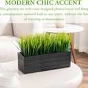 MyGift Artificial Green Grass Plants in Vintage Black Wood 4 Inch Planter Boxes, Faux Greenery in Decorative Square Crate Style Wooden Containers, Set of 3
