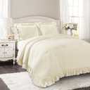 Lush Decor Reyna Ruffle Comforter Set - 3 Piece Cozy Ruffled Bedding Set - Timeless Elegance and Comfort for Dorm Room - Full/ Queen, Ivory
