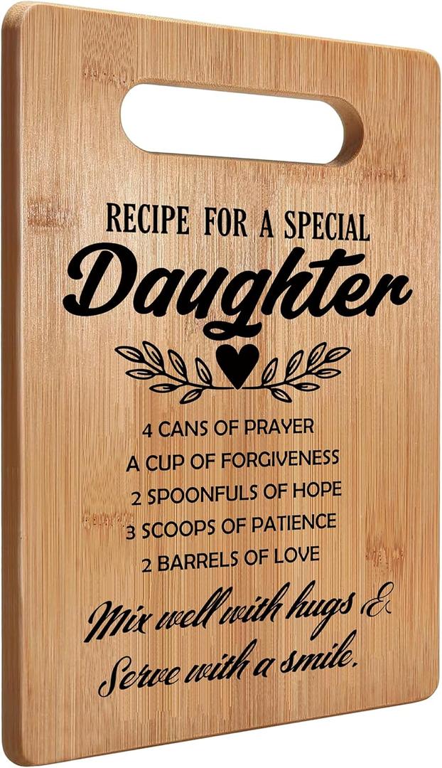 Daughter Gifts, Cutting Board Gifts for Daughter, Daughter Gifts from Mom Dad Parents, Daughter Birthday Gifts, Recipe for a Special Daughter Bamboo Cutting Board for Kitchen