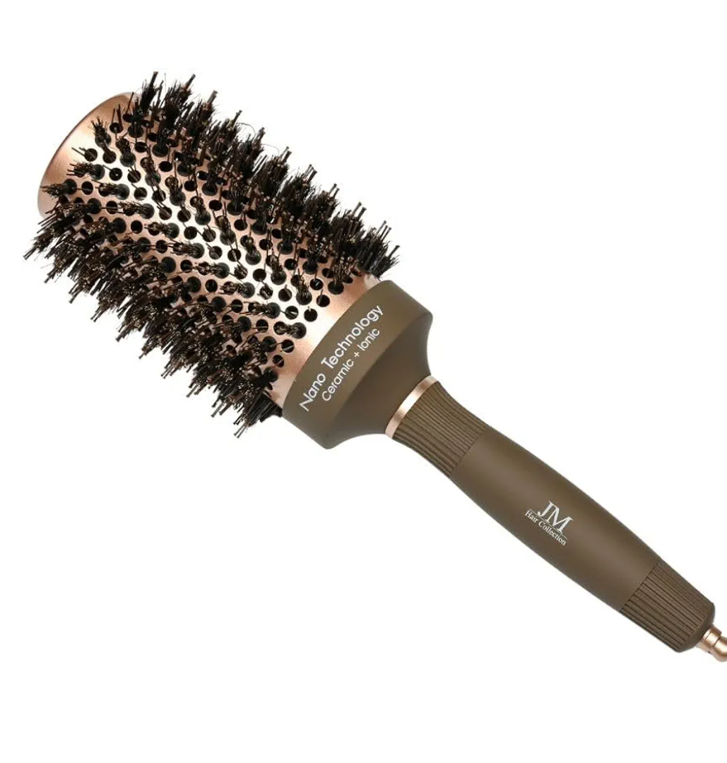 Boar Bristle Round Brush – Professional Thermal Barrel Brush for Blowouts, Volume & Smoothing – Natural Boars Hair Brush for Thick, Long