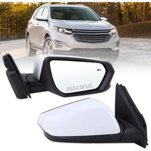 Right Passenger Side Mirror Compatible With 2018 2019 2020 2021 2022 2023 2024 Chevy Equinox GMC Terrain With Power Glass Heated Turn Signal Blind Spot White Replaces#84225387(8 Pins)