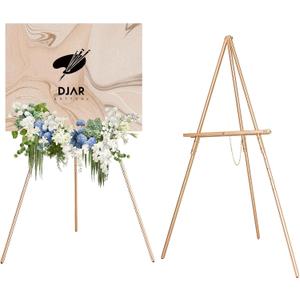 DJAR 63" Wooden Easel Stand for Sign, Dual-use Adjustable Height, Wood Floor Display Easel for Wedding, Welcome Board, Poster, Picture, Photo- Rose Gold