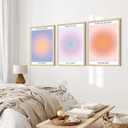 KISSFOX 3 Piece OAK Wood Framed Wall Art Pink Orange Blue Wall Decor Aura Canvas Art What You Think Feel Imagine Pictures Trendy Aesthetic Preppy Paintings For Apartment Dorm Women Girls Bedroom