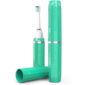 Long Ventilated Electric Toothbrush Travel Case, Portable Holder, Fits Most Standard Straight Electric Toothbrushes (Green)