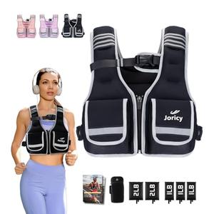 Weighted Vest Adjustable Weights Woman 23-30lb Zip Up Weight Vest for Women Men with 5 Ironsand Weights, Reflective Strips for Walking Running Strength Training Workout, Black