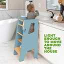 Toddler Standing Tower - Adjustable Height Toddler Kitchen Stool Helper - Ideal Kids Kitchen Step Stool for Learning New Skills - Updated Design with Safety Feet - Blue