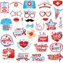 mdgfge 30 Pcs Nurse Photo Booth Props Nurse Graduation Party Decorations Photo Booth Props Nurse Selfie Photo Props for Nursing Graduation Party Supplies