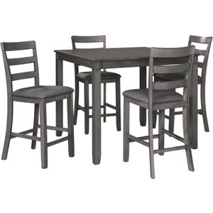 Signature Design by Ashley Bridson 5 Piece Counter Height Dining Room Set, Includes Table & 4 Bar Stools, Gray (Grey)