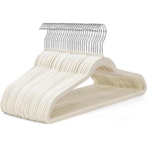 HOUSE DAY Ivory Velvet Hangers 50 Pack - Non Slip Felt Hangers Closet Essentials, Premium Space Saving Hanger, Gentle on Clothes, Sturdy Shoulder Design