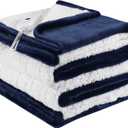 ESTINGO Heated Blanket Twin Size, Fast Heating Blanket with 5 Heating Levels & 10 Hours Auto Off, Soft Cozy Sherpa Electric Throw Blanket for Home Bedding, Machine Washable, 62"x84", Navy Blue