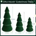 Set of 3 Christmas Tree Velvet Decorations,Dark Green Modern Velvet Cone Christmas Tree Figurine Centerpieces Gifts for Xmas Holiday Table Mantel Living Room Home Decor