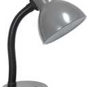 Simple Designs LD1003-GRY Basic Metal Desk Lamp with Flexible Hose Neck for Office, Living Room, Bedroom, College Dorm, Bookshelf, Gray (Single Pack)