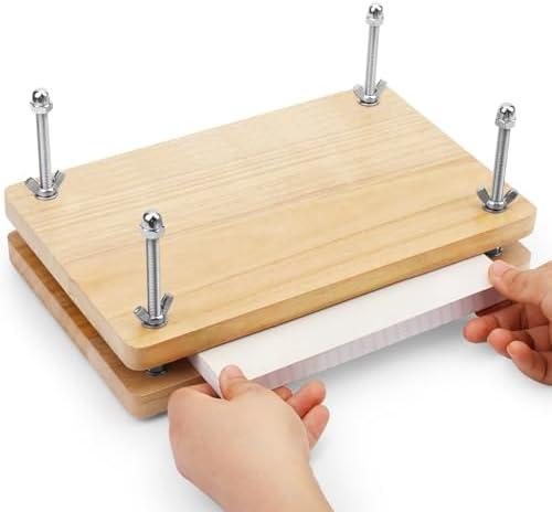 JUPEAN Book Press—7.9”x11.6” Wooden Book Binding Press Bookbinding Kit Portable and Easy Assemble Books Binding Kits for DIY Bookbinding