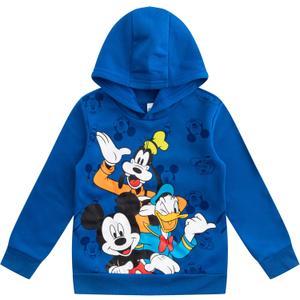 Disney Mickey Mouse, Goofy and Donald Duck Boys Pullover Hoodie for Toddler, Little and Big Kids (Blue), and 3T