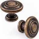 6 Pack Retro Vintage Brass Cabinet Knobs, Antique Drawer Kitchen Pulls, Single Hole Cabinet Hardware for Kitchen/Bedroom/Bathroom/Coffee Room, Zinc Alloy