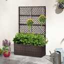 52’’ H Garden Planter Box with Trellis Outdoor for Vine Climbing Plants, Flowers Handwoven Rattan Garden Bed with Removable Liners for Backyard Patio Balcony