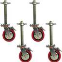 6"x 1.5" Adjustable Leveling Solid Screw Jack Scaffolding Swivel Wheels Casters Dual Locking Set for for Baker-Style Scaffolding, 4 Pack