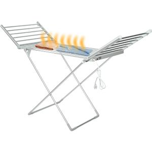 Nisorpa Electric Heated Drying Rack, Heated Clothes Drying Rack Folding Electric Clothes Rack Free-Standing Heating Garment Dryer Collapsible Clothes Drying Bar for Home Indoor/Outdoor Quick Drying