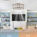 20" Black Flush Mount Ceiling Fans with Lights, Farmhouse Rustic Ceiling Fan with Light and Remote, Low Profile for Bedroom, Dining Room