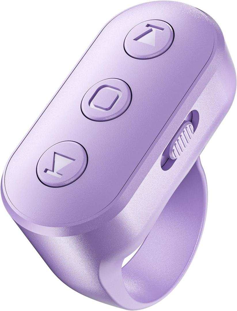 Scrolling Ring Remote for TikTok YouTube IG Shorts Video Landscape Portrait, Fingertip Wireless Scroller Page Turner Clicker for Kindle APP Compatible with iPhone iPad Android Phone Tablet