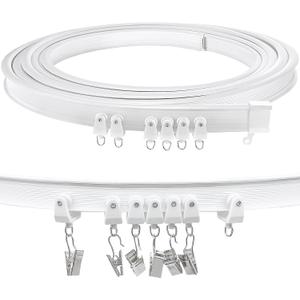 TOKPLNU Ceiling Curtain Track, Flexible Bendable Curtain Track 12Ft Curved Sliding Ceiling Track Set System for Room Divider Curtain Rail Track Wall Mount for RV Bay Window