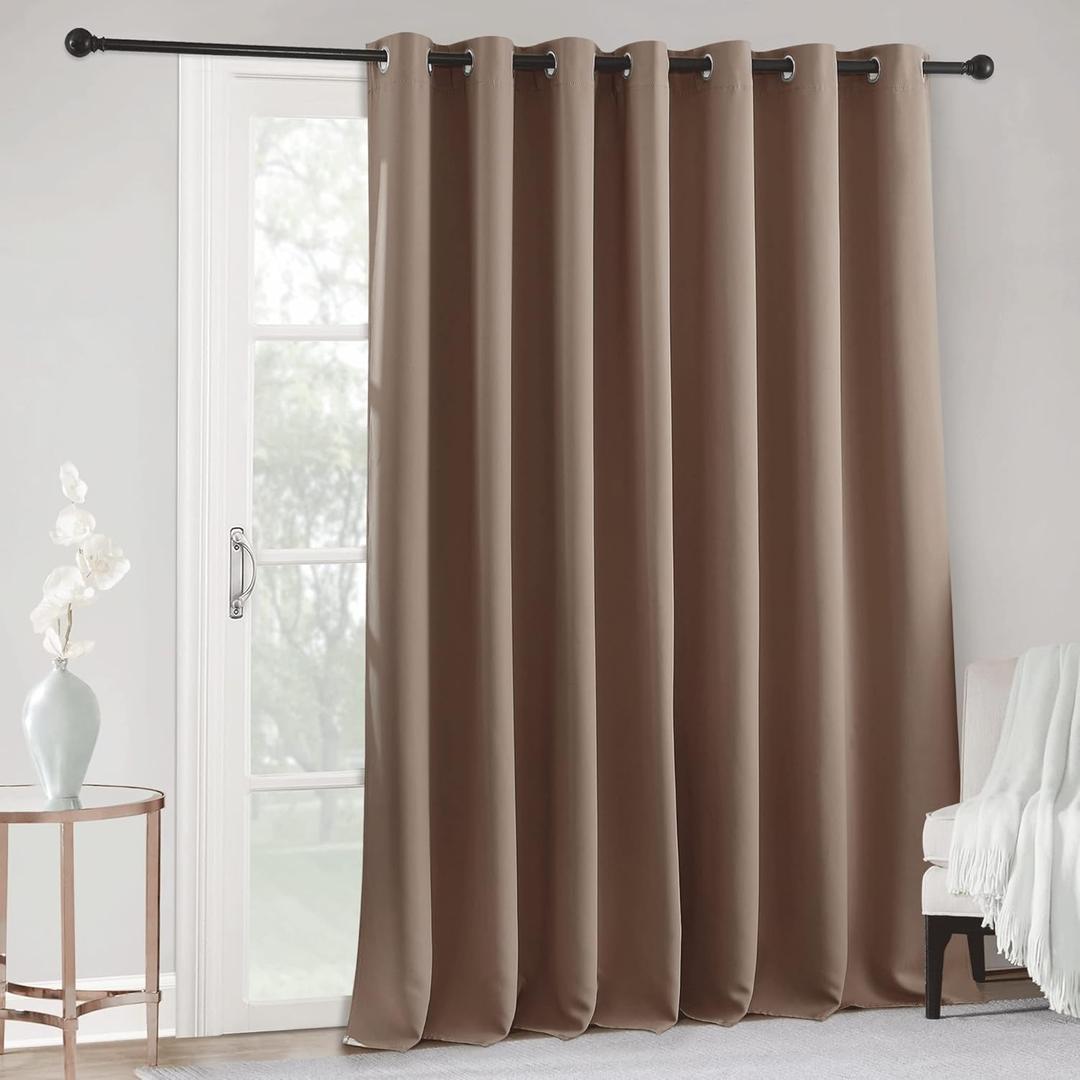 RYB HOME Hanging Room Divider - Wide Large Grommet Window Curtains for Sliding Glass Door/Doorway, Thermal Blackout Blind Sunlight/UV/Privacy Protection, Wide 100 in x Long 95 inch, Cappuccino