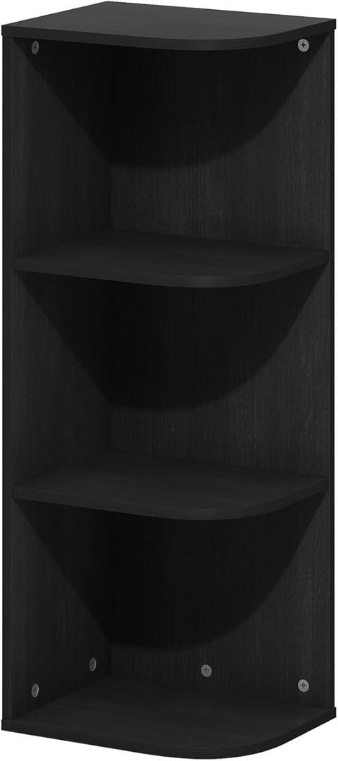 Furinno Pasir 3-Tier Corner Open Shelf Bookcase, Blackwood
