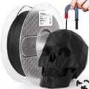 AMOLEN 3D Printer Filament, Metal PLA Filament 1.75mm with Magnetic, Contains 20% Metal Iron Powder, Apply to Polishing, Matte Black PLA 3D Printing Filament +/- 0.02mm, 1kg/2.2lbs