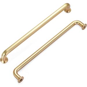 Malimali 5 Pack 7-1/2 Inch Brushed Brass Kitchen Cabinet Handles Wardrobes Pulls, Gold Antique Dresser Drawer Pulls Farmhouse Kitchen Hardware for Cabinets Cupboard Closet