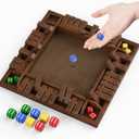 Shut The Box Game Wooden 1 2 3 4 Players Shut The Box Board Games with 8 Dice Math Addition and Pub Close The Box Game Wooden for Kids & Adults 12 Inch (Brown)