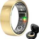 Piluyaa Smart Ring Fitness Tracker Ring for Men/ Women with Calories/ Heart Rate/ Blood Oxygen/ Sleep Monitoring with NO App Subscription with Charging Case for Android 6.0+/ iOS 11.0+(Gold 9#)​