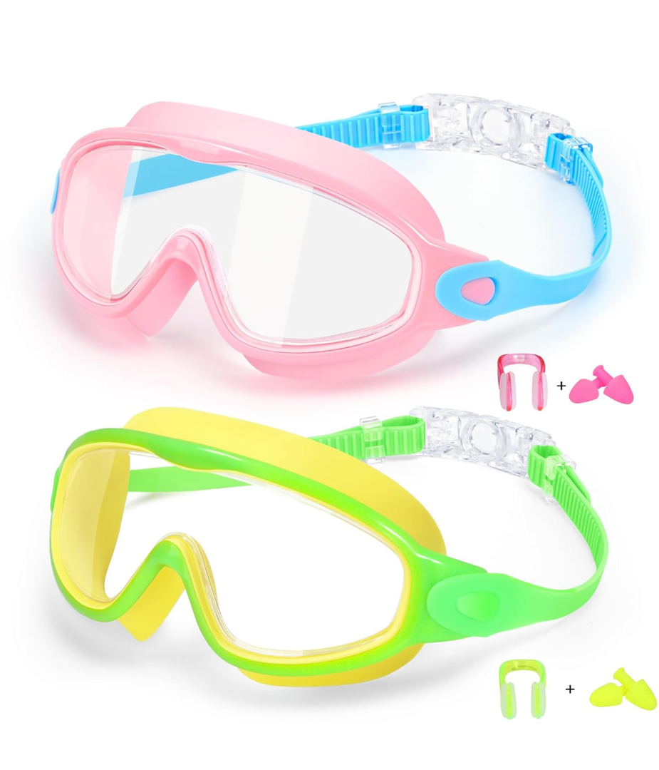 EverSport 2 Pack Kids Swimming Goggles, Anti-fog Swim Goggles for Toddler Girls Boys 3-15