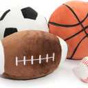 WEIGEDU Full Size Plush Sports Balls Set  4-Piece Soft Toy Balls for Kids and Toddlers, Includes Football, Basketball, Soccer Ball & Baseball  Indoor Play, Nursery Dcor, Gift for Boys and Girls