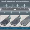 Stone Faucet Mat for Kitchen Sink, 23.6 Inch Quick Dry Sink Stone with Anti-Slip Pads - Adjustable Diatomite Splash Guard Tray for Kitchen Sink Faucet, Dark Gray 2-Piece Set