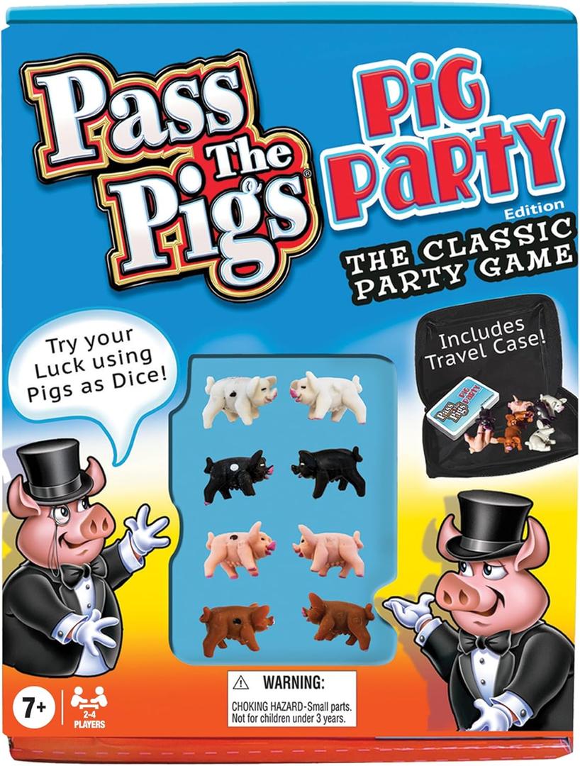 Pass The Pigs: Pig Party Edition by Winning Moves Games USA, Try Your Luck Using Pigs as Dice, Up to 4 Players Can Now All Play Pass The Pigs at The Same Time, Ages 7+ (1149)