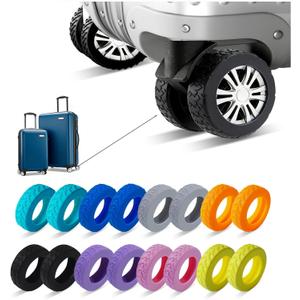 16-Pack Luggage Wheel Covers, Luggage Wheel Protector Covers for 2-2.4 inches Wheels SuitcasesAnti-Scratch & Noise Reduction Design, Silicone MaterialDurable Travel Case Accessories. (black)