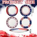 Rtteri 4 Pcs Patriotic Ceramic Plates 9 Inch 4th of July Red White Blue Patriotic Dishes American Flag Ceramic Flat Dinner Dessert Plates for 250 Anniversary Independence Day Dinnerware Decorations
