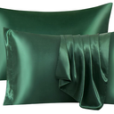 Ersmak Satin Pillowcase Standard Set of 2, Ultra Soft & Silky Satin Pillow Cases for Hair and Skin, Wrinkle Fade Resistant Pillow Covers with Envelope Closure (Dark Green)