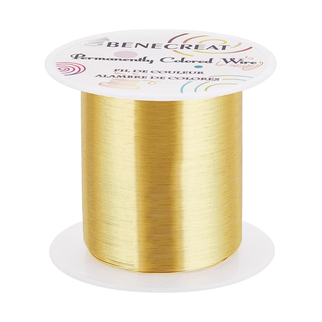 BENECREAT 28 Gauge 164 Yards Jewelry Beading Wire Light Gold Tarnish Resistant Copper Wire for Beading Wrapping and Other Jewelry Craft Making