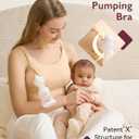 Momcozy Hands Free Pumping Bra, Adjustable Breast-Pumps Holding and Nursing Bra, Pumping & Nursing Bra in One (Beige, L)