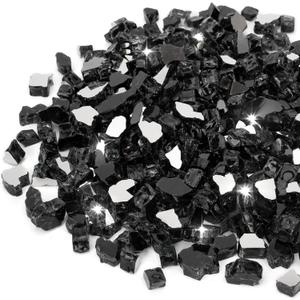 Stanbroil 10-Pound Fire Glass - 1/2 inch Reflective Tempered Fire Glass for Fireplace Fire Pit, Onyx Black Reflective