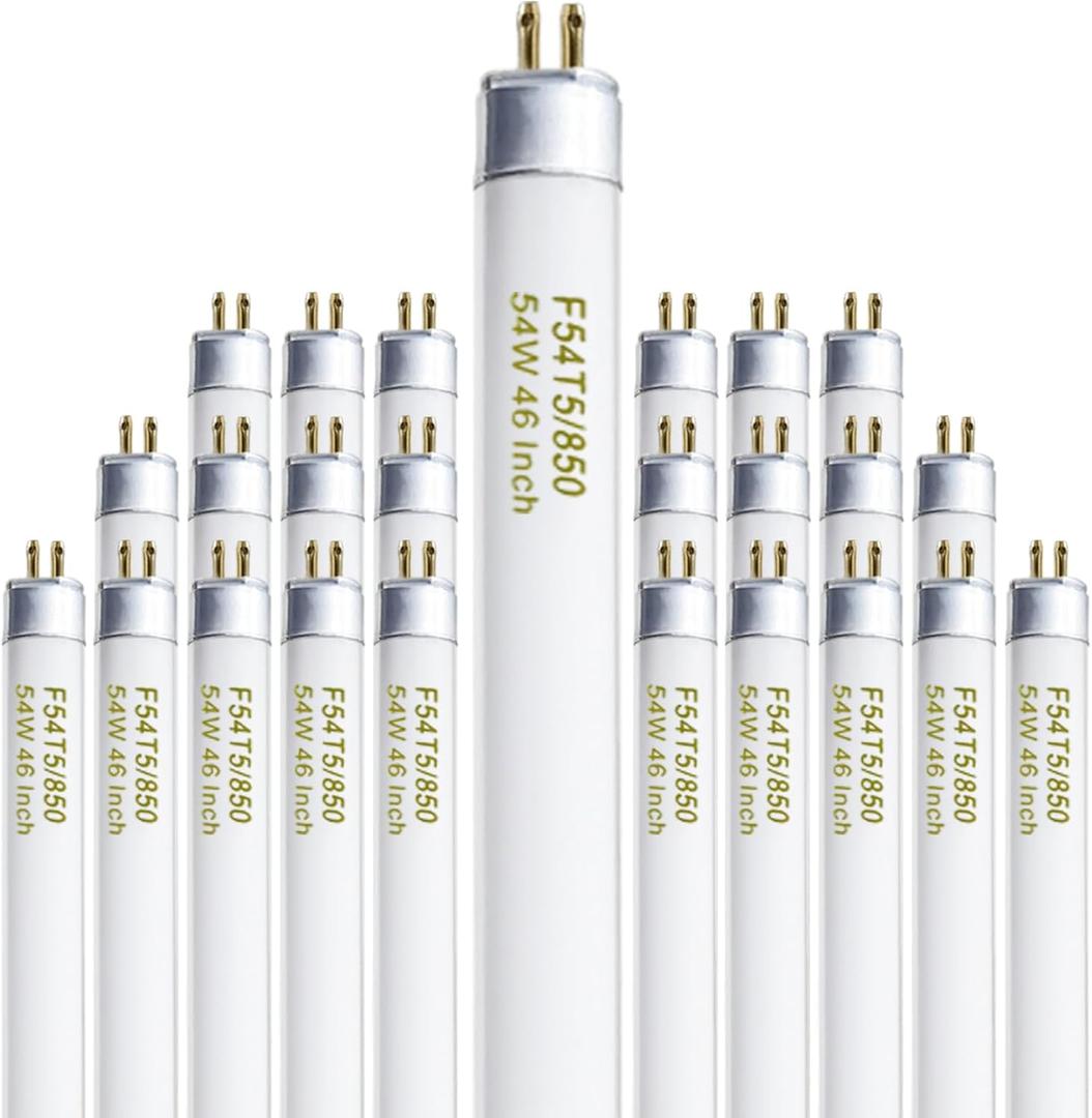 F54T5/850/HO 4 Feet 54 Watt T5 High Output 5000K Fluorescent Tube - 46 Inches, 25 Pack, G5 Base, 4200 Lumens