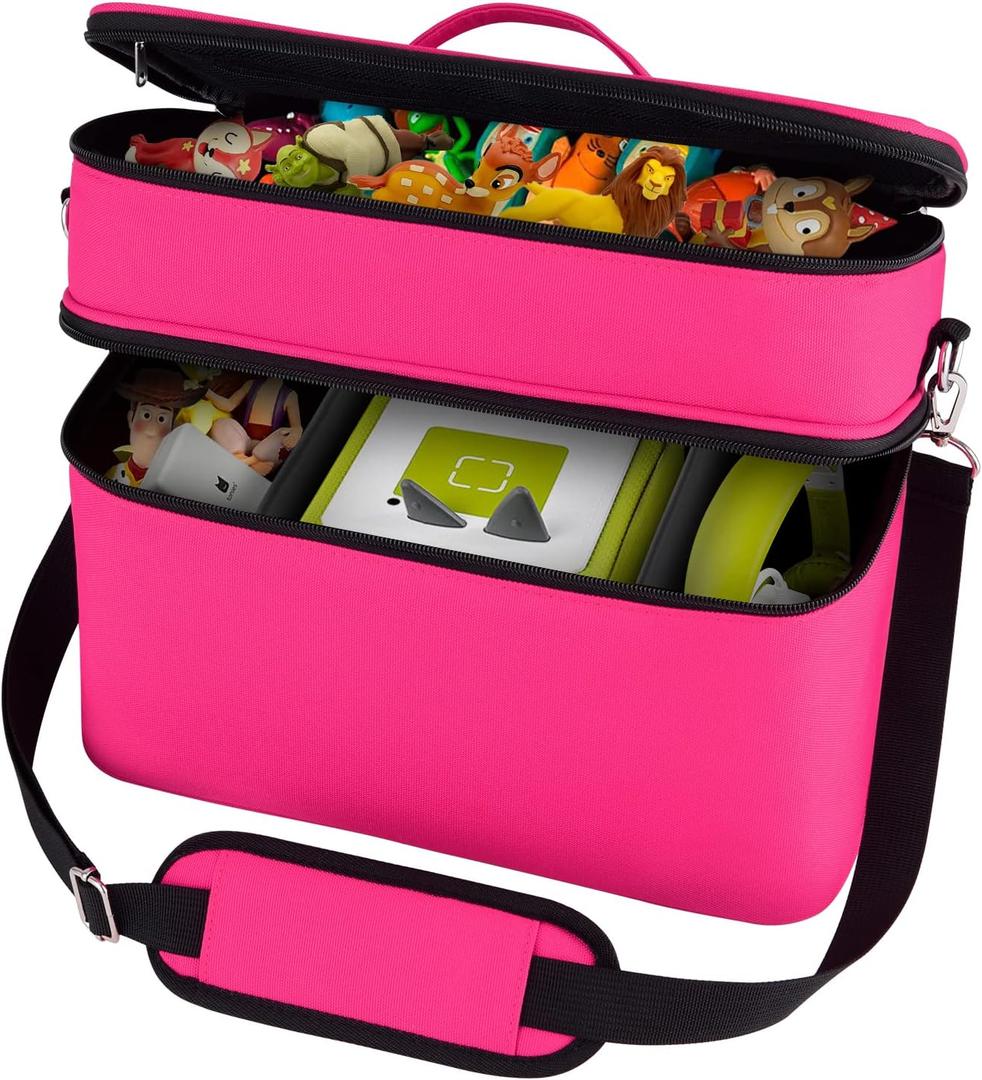 Bevegekos Carrying Case for Toniebox 2 Starter Set, Storage Travel Carrier Bag for Audio Player, Tonies Figures, Charging Station & Headphones, Box only (Large, Rosy Red)