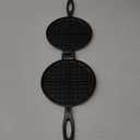 Cast Iron Waffle Cookware Two Piece Hinged Non Electric Waffle Iron for Stovetop or Grill Makes 7" Round Waffles Design Waffle Pan