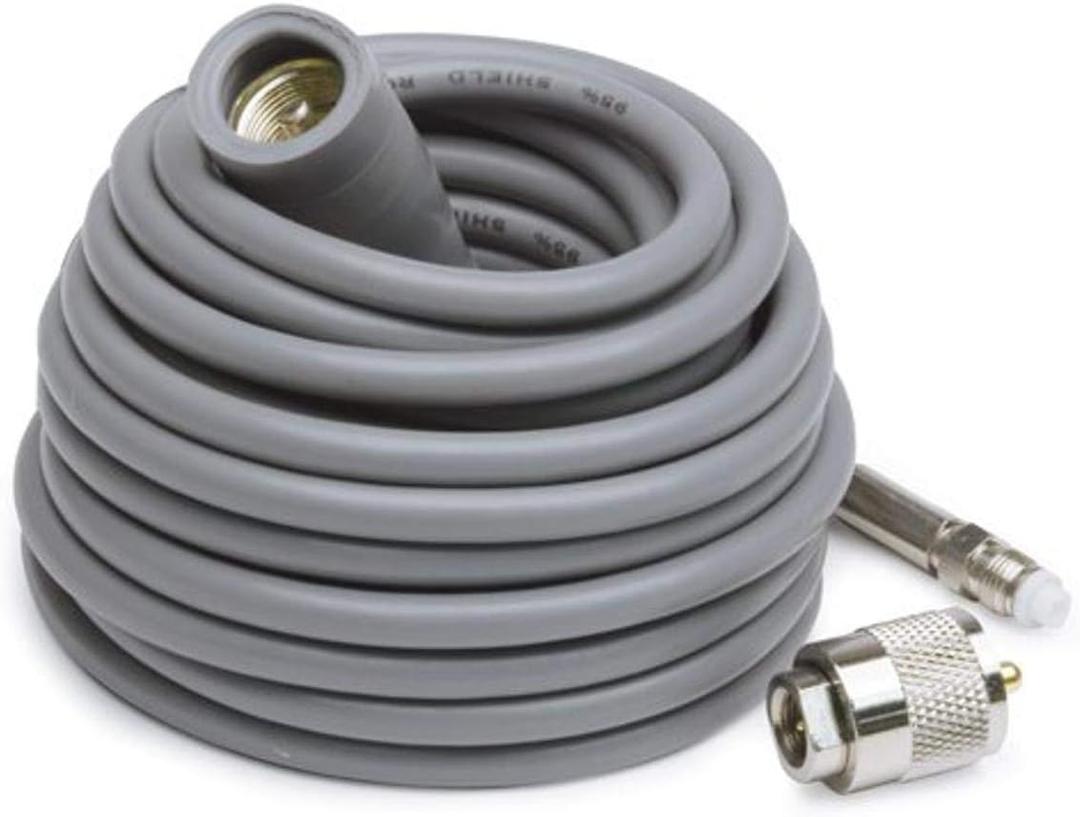 K40 K4018FME 18ft Super Mini-8 CB Antenna Cable with Removable FME Connector, Black
