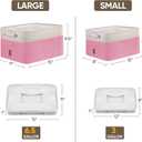BALEINE 3 Pack Fabric Closet Storage Bins for Shelves, Linen Closet Organizers and Storage, Decorative Baskets for Organizing, Shelf, Clothes, Home, Office (Pink, 12"x8"x8")