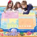 Water Doodle Mat for Kids Mess Free Reusable Drawing & Writing Board, Neon Aqua Magic Coloring Mat, Educational Preschool Learning Toy for Toddlers Boys & Girls (Ocean)