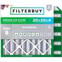 Filterbuy 20x20x4 Air Filter MERV 8 Dust Defense, Pleated HVAC AC Furnace Filter Replacement, 6-Pack