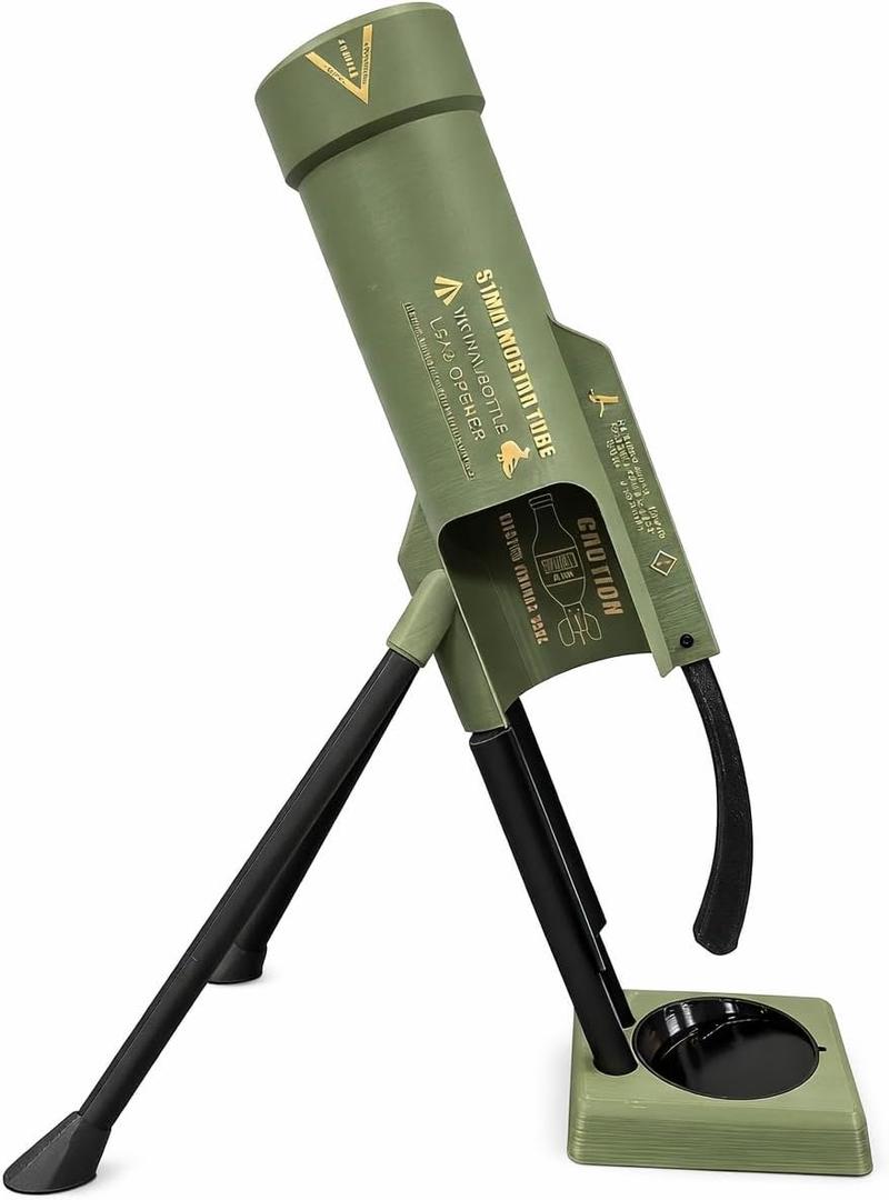 Mortar Bottle Opener Beer Bottle Mortar Opener Tube, 51mm Heavy Duty Tactical Cap Launcher Hands-Free, Funny Beer Bottles Opener For Bars Desks Shelves Green (Green-For Corona Beer 335ml)